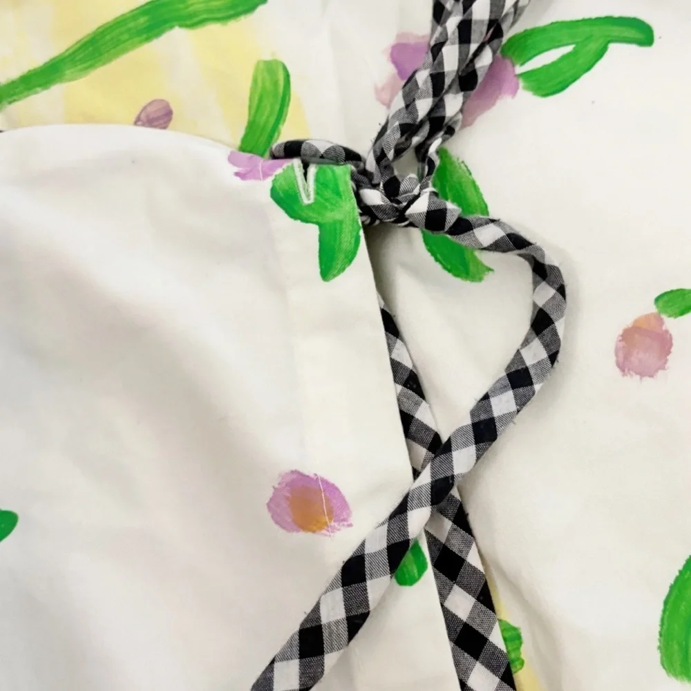 ENCORE FOR SILKSCAPES Hand Painted Duvet Cover Black COURTLY CHECK Floral Queen